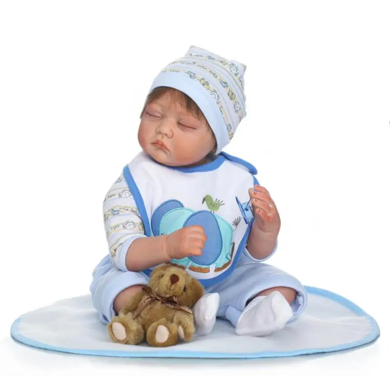

NPK real sleeping reborn baby boy dolls 22" 55cm cotton body silicone reborn dolls high quality bebe alive bonecas