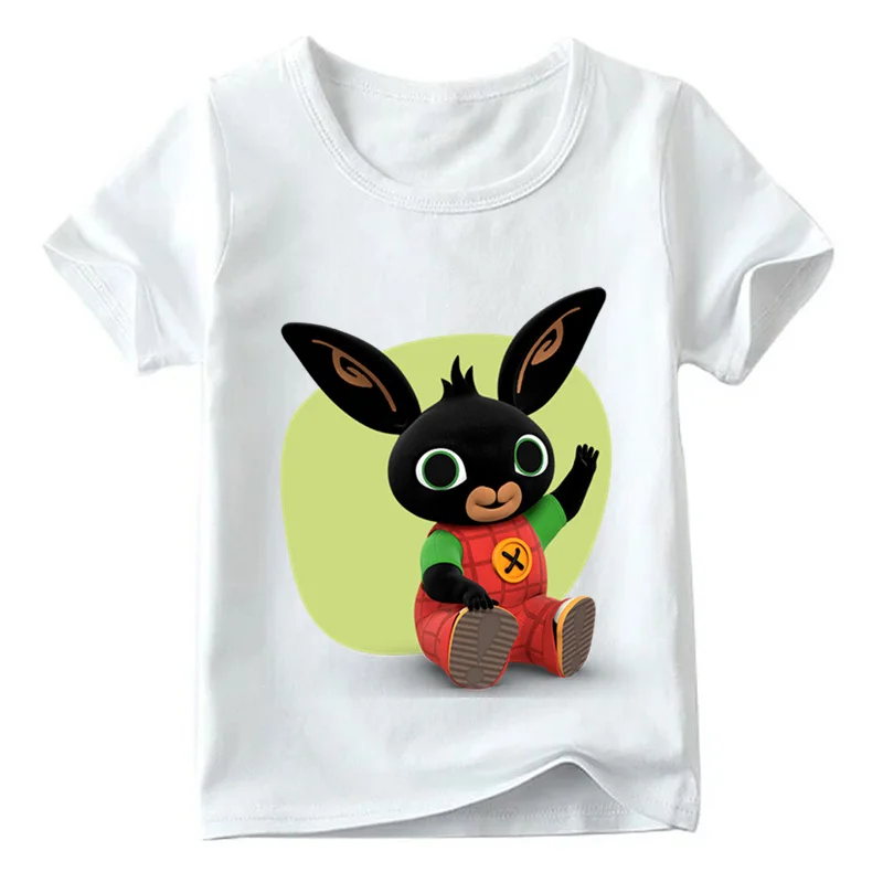Детская забавная футболка с рисунком кролика/кролика, Bing летние футболки с коротким рукавом для маленьких мальчиков и девочек, милая детская одежда ooo5169