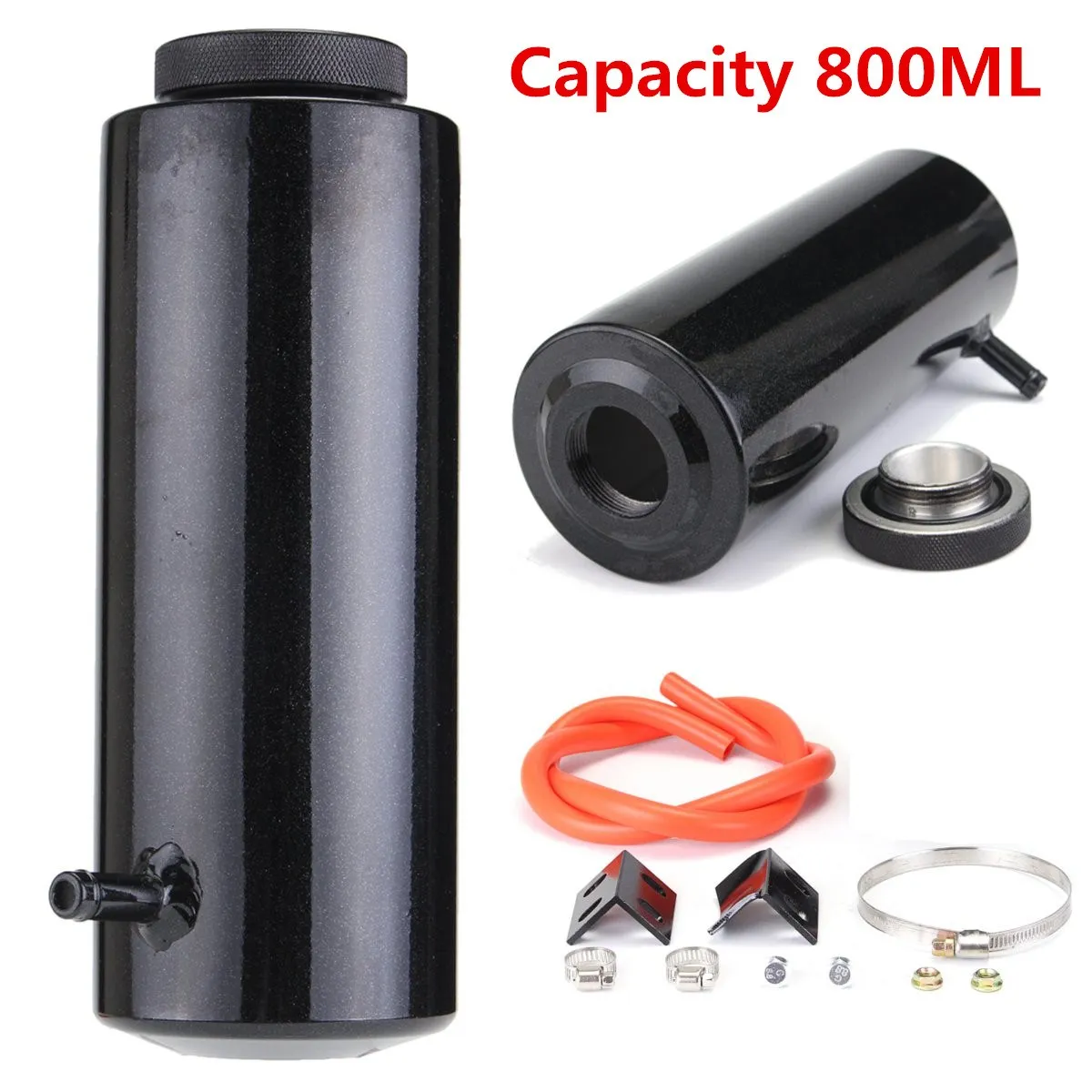 

800ML Black Car Overflow Radiator Coolant Aluminum Catch Tank Aluminum Alloy Kit