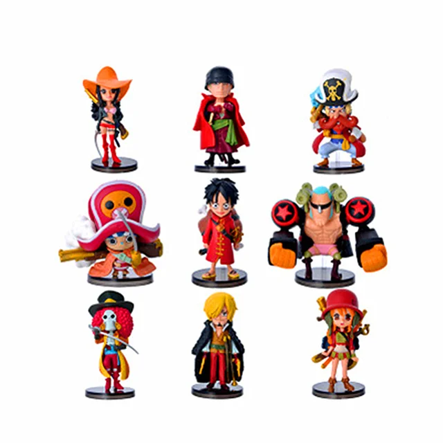 Cheap 5CM 9 Pcs/set  ONE PIECE Monkey D Luffy Action Figure PVC Statue Car Decoration Cute Ver Model Decoration Toy  H344
