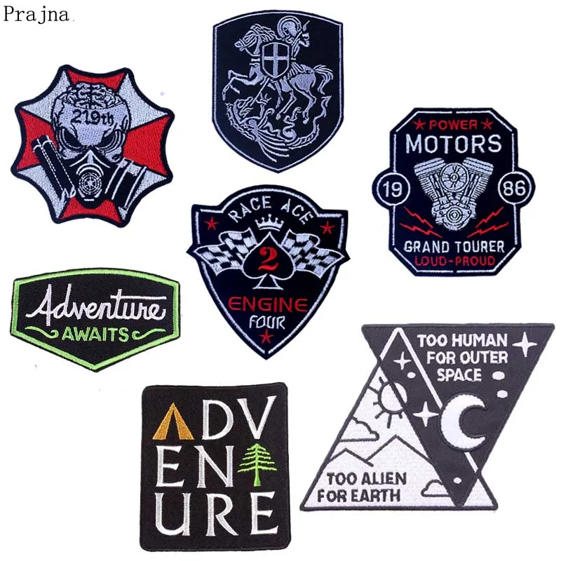 

Prajna Skull Rock Band Patch Hippie Camping Patch Cheap Embroidered Patches Iron On Patches For Clothes Stripes Stickers Badges