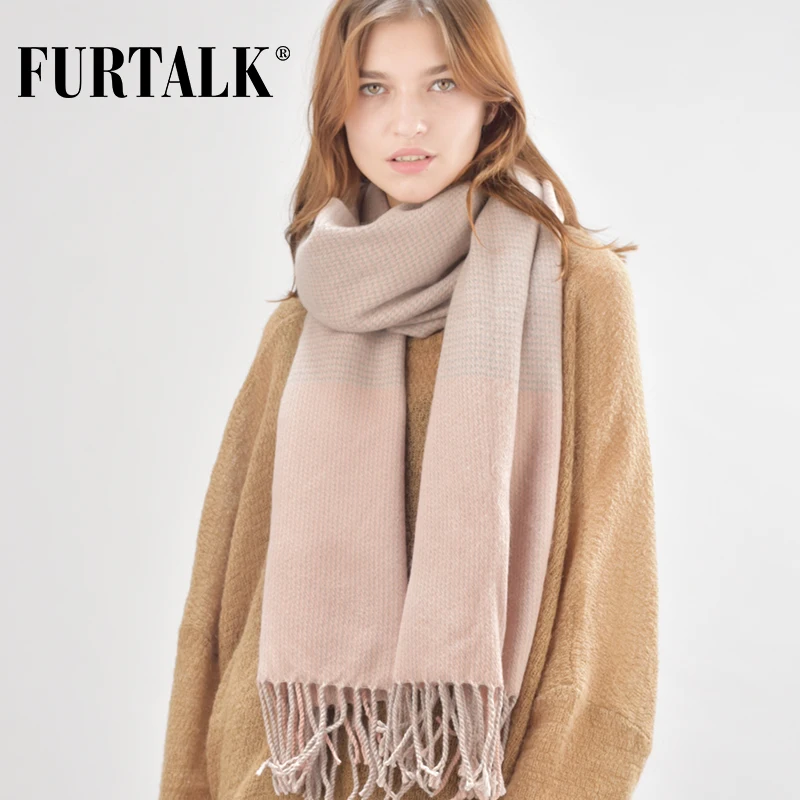 FURTALK wool plaid winter scarf women luxury brand scarves for girls SFFW025plaid winter
