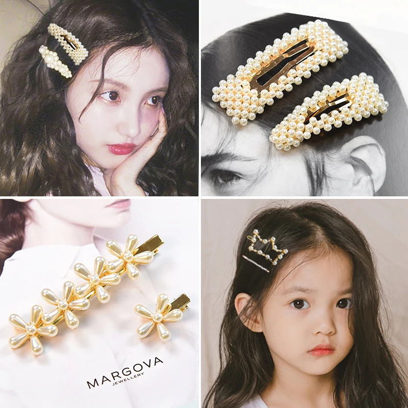 Raindo Детские аксессуары для волос геометрический неправильный золотой цвет зажим для волос с жемчугом заколки-пряжки для волос девушки аксессуары для волос
