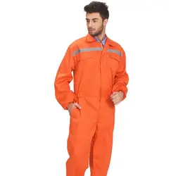 Для мужчин поли хлопок оранжевый Рабочий Комбинезон сварочные работы униформы рабочая одежда спецодежды оптовая продажа дешевые