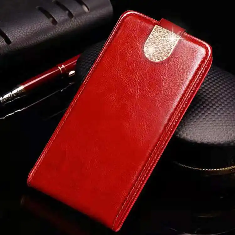 Для Highscreen power Rage Evo чехол высокого качества из искусственной кожи флип-чехол Защитный флип-чехол для телефона - Цвет: Red With diamond