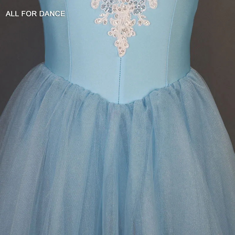 Бретели романтическая пачка девушка и оборудование для сцены для выступлений, беллетная костюм юбка-пачка для танцев; бледно-синий балетная пачка