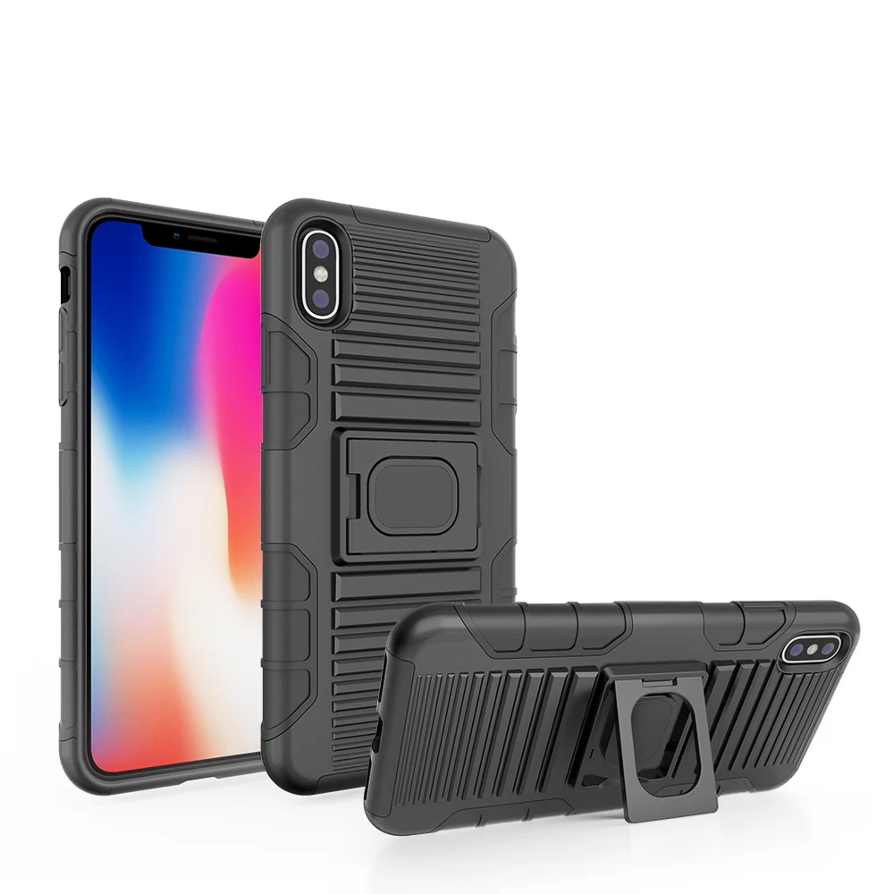 For iPhone XS Max Case Heavy Duty Rugged Case Ring Stand Belt