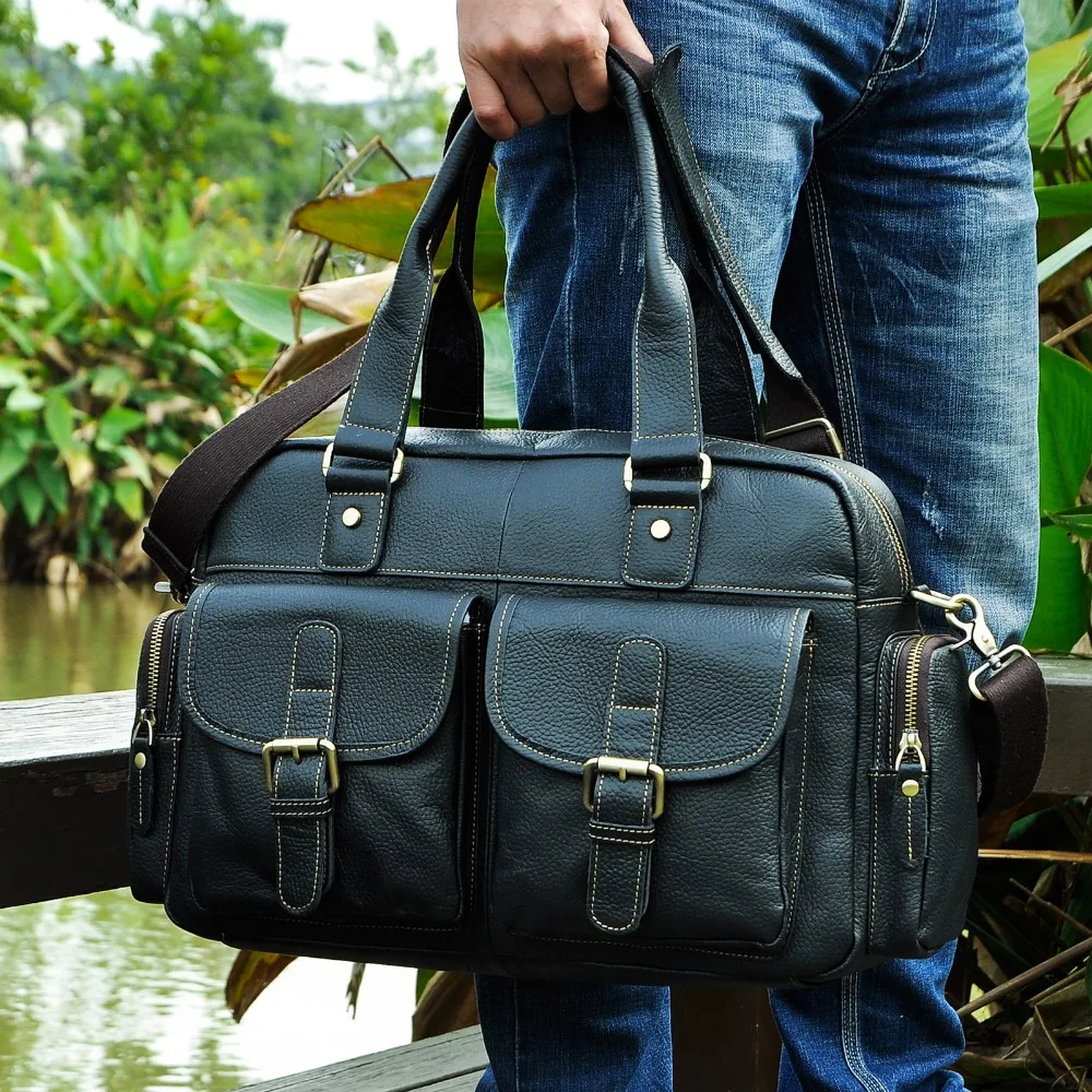 Hot Sale Design Real Leather Casual Fashion Men Briefcase Business Laptop Case Attache Messenger Ba