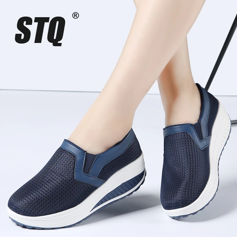 STQ 2019 Spring women platform flats casual shoes breathable mesh flats ...