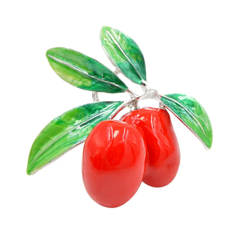 

CINDY XIANG 2 Colors Available Olives Brooches for Women Enamel Cute Plant Brooch Pin Suit Accessories High Quality High Quality