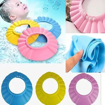

Adjustable Elastic Baby Shower Cap Children Shampoo Bath Wash Hair Shield Hat