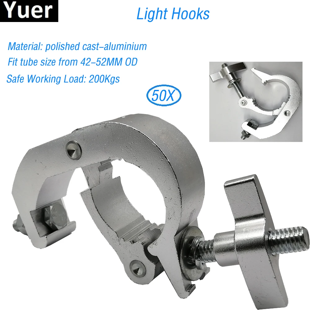 

50Pcs/Lot Aluminium Light hooks For hanging Stage Light Clamps Fixture Big Type Stage Truss Fastener Mounting Heavy Lighting