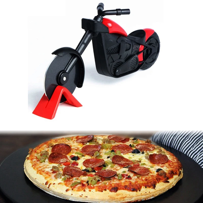 FHEAL Motorcycle Pizza Cutter Stainless Steel Pizza Wheel Cutter Knife Bicycle Bike Roller Pizza Chopper Slicer Peel Knives