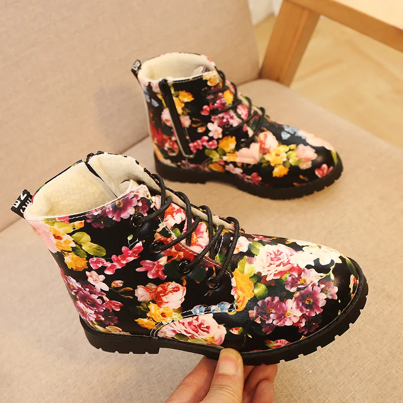 Сапоги для девочек зимняя обувь для детей для маленьких детей плюшевые бархатные цветочный сапоги мода для девочек зимние сапоги теплые