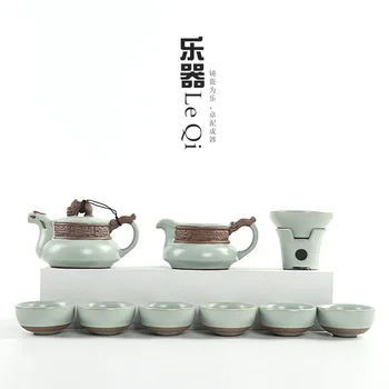 

Factory direct sale kiln tea set plus LOGO Ru porcelain tea gift, Ru kiln tea set wholesale
