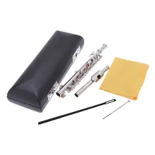 Piccolo ottvino-flauta de tamaño medio, cuproníquel de llave C Chapado en plata con destornillador de tela de limpieza, caja acolchada