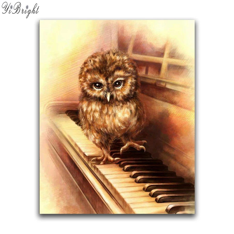 

3D DIY Diamond Painting Cross Stitch "Piano Owl" Crystal Needlework Full Diamond Embroidery Animals Diamond Decor