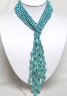 

0002475 50" 4MM Beautiful 4 Rows Turquoise Necklace