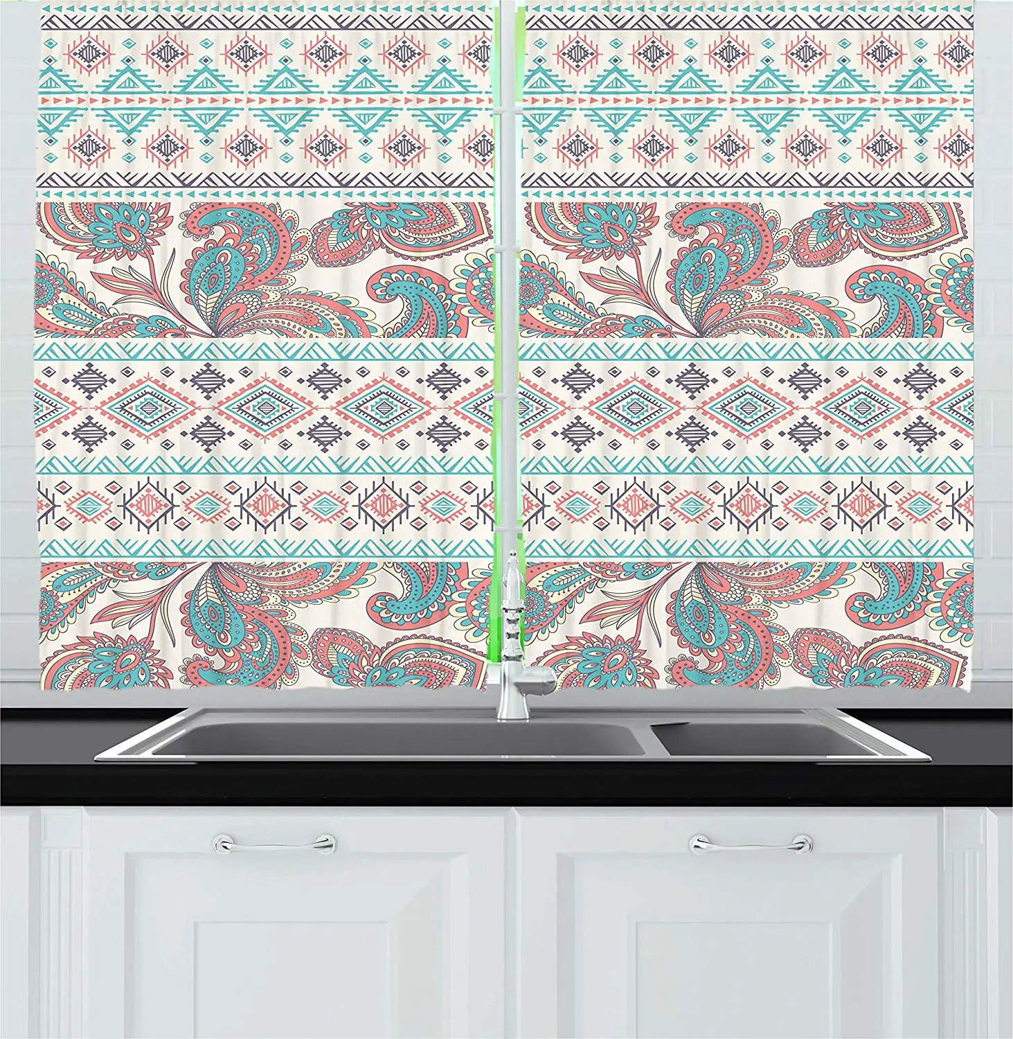 Tribal Curtains Paisley Patterns In Native Aztec In Mixed Pattern