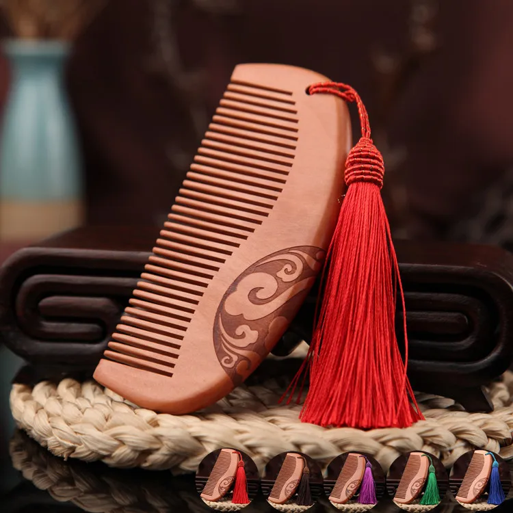 

C49 good natural carving cloud cloud comb old mahogany combs
