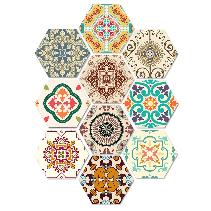 

Non-Slip Vinyl Floor Sticker for Home Decor, Hexagon Pvc Wall Tile Decal, Peel and Stick Self-Adhesive, for Living Room Kitche