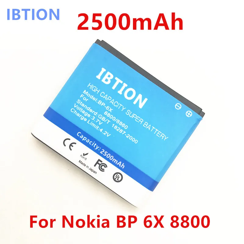 IBTION 2500 мАч BP 6X батарея/BP использовать для Nokia 8800 батарея/8800 Sirocco/N73i/8800SE/8800 S/8800D 8860