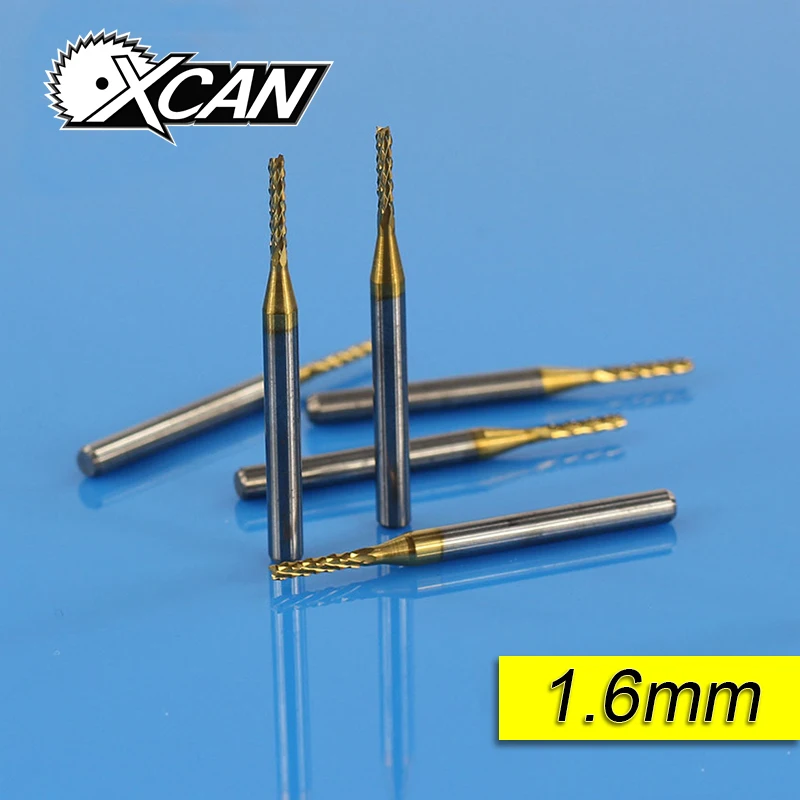 

XCAN 10 Pieces Titanium coated Diameter 1.6 mm Shank Diameter 1/8" Inch PCB Milling Cutter CNC Metalworking Micro Milling cutter