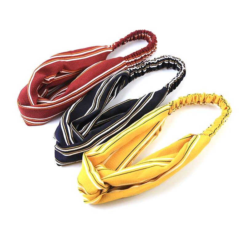 

New Women Hair Accessories Fashion Fabric Cross Knotted Bow Chiffon Flowerl Hair Band Korea Headdress Headband