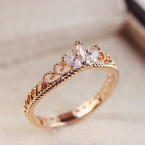 MANGOSKY Rose Gold CZ Dainty Crown Ring free shipping | Украшения и аксессуары