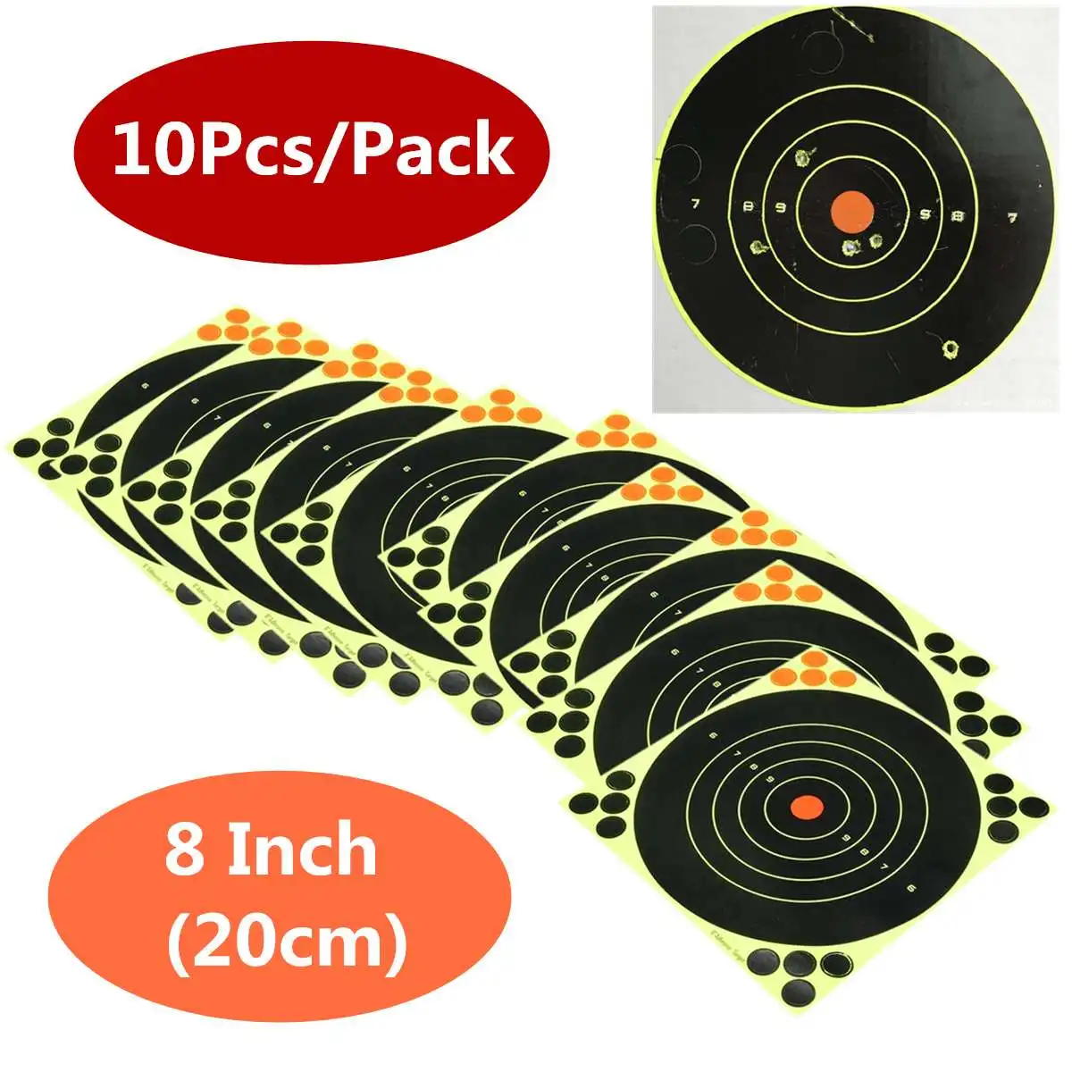 Shooting Air Rifle Target 10PCS 8Inch Splatter Blossom Adhesive Reaction Shooting Target for Guns, AirSoft BB Guns Paintball