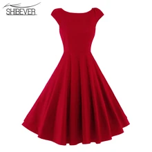 New summer Women casual swing solid elegant Dress Fashion O-neck party Dresses Classic midi casual female dress 2017 7-ALD30