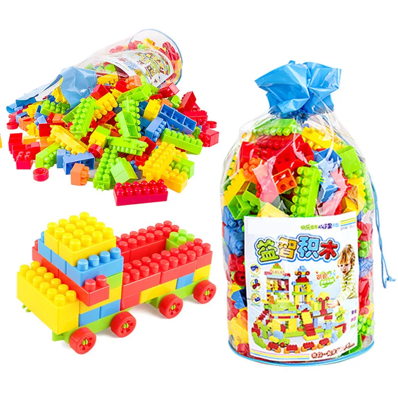 SLPF New Children Large Particles Building Blocks Toys Plastic Spell Insert Building Brick Baby Education Assembling 3