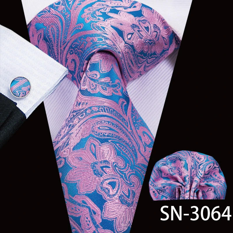 SN-3064 Hi-Tie, роскошные шелковые фиолетовые галстуки с цветочным узором пейсли для мужчин, набор галстуков и носовых платков, модные дизайнерские деловые свадебные мужские галстуки - Цвет: SN-3064