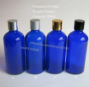 

360 x 100ml Cobalt Blue Boston Round Glass Bottles with Aluminum Cap,100 cc Cobalt Blue Glass Container