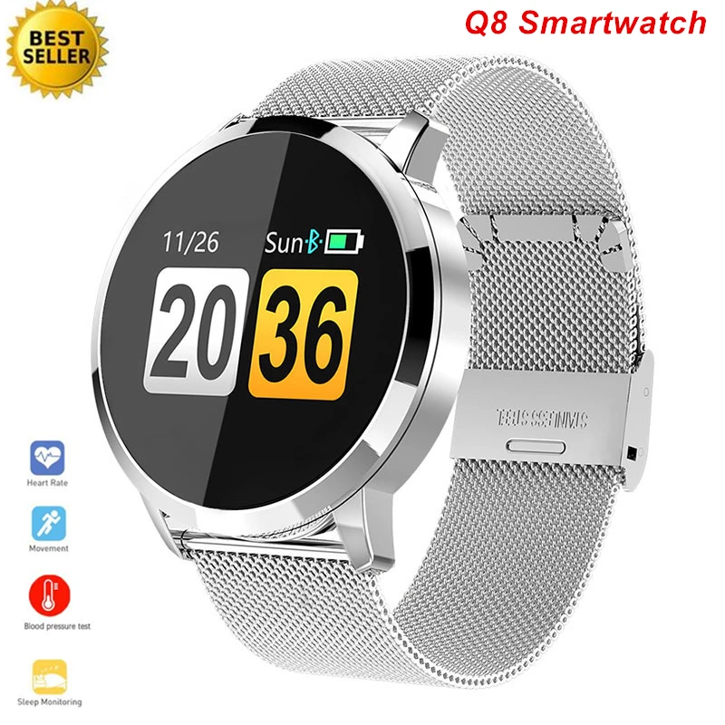 

2019 Newest Q8 Fasion Smartwatch Women Bluetooth Waterproof Smart Watch Fitness Sleep Heart Rate Monitor Smart Reminder Watch