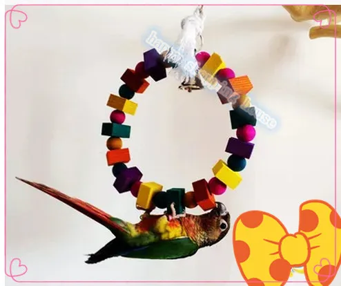 Для Домашние Птицы Маленькие и средние деревянные хлопковые веревки игрушка для кусания стенд рамка клетка для попугая аксессуары