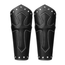 2Pieces Унисекс ПУ Кожаная Рукавица Стиль Браслет Широкий браслет-манжета Bracer с перекрестными √
