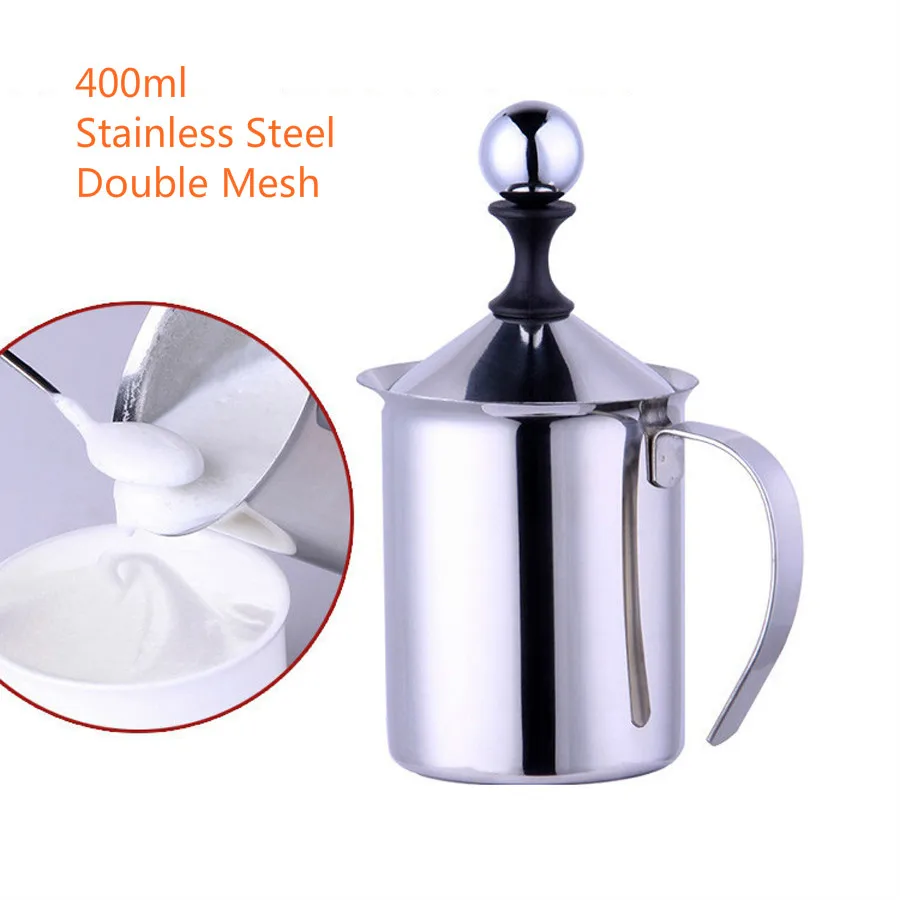 

A, New Nespresso Keurig Coffee Maker 400ml Stainless Steel Double Mesh Milk Frother Foamer Creamer Kitchen Tool Free Shipping