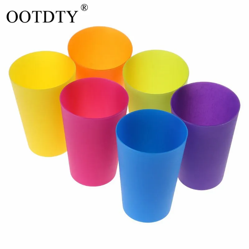 7pcs Reusable Plastic Cups Rainbow Color Portable Picnic Tourism Travel