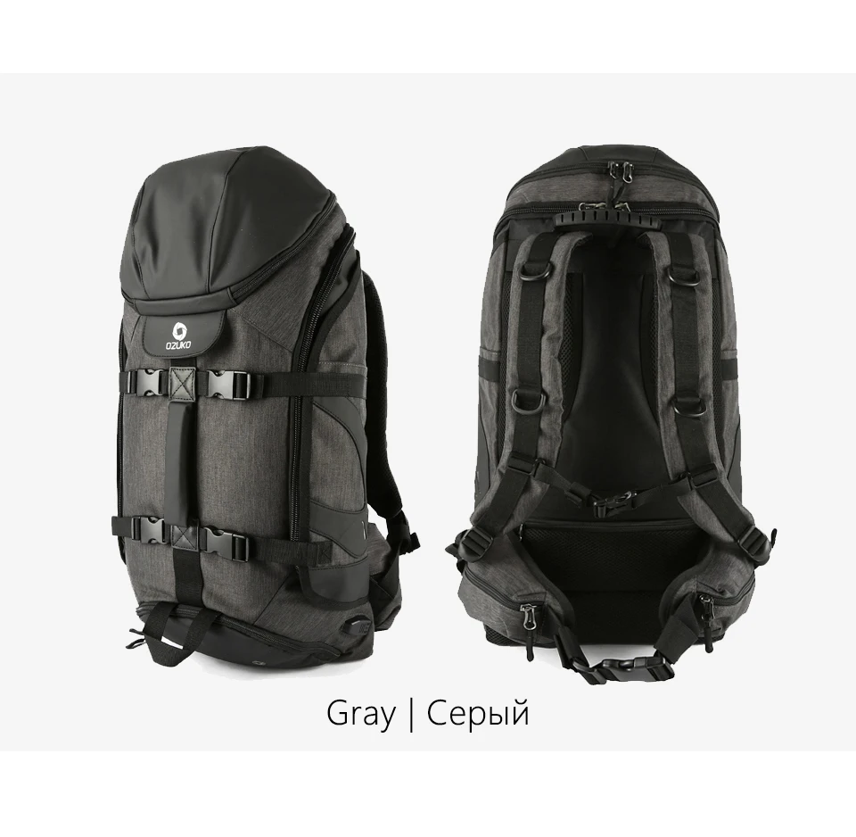 OZUKO, новинка, мужской рюкзак для путешествий, большая вместительность, 17 дюймов, сумка для ноутбука, мужские многофункциональные рюкзаки для альпинизма, уличная спортивная сумка