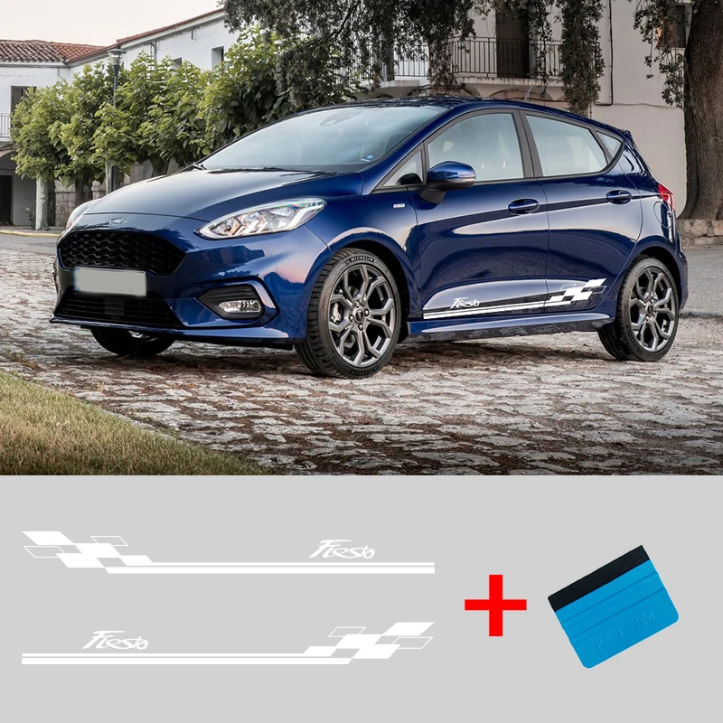 Виниловая наклейка с полосками сбоку для автомобилей Ford Fiesta 2 шт.|Наклейки на