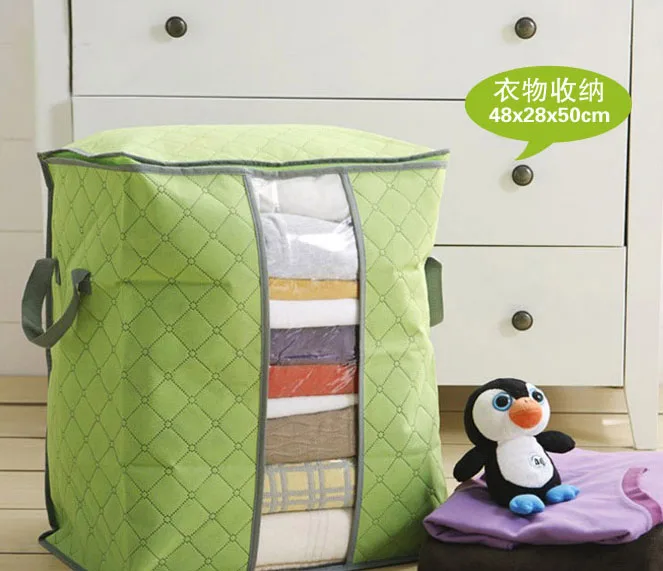 

new Non-woven Portable Clothes Storage Bag Organizer 48*50*28cm Folding Closet Organizer For Pillow Quilt Blanket Bedding