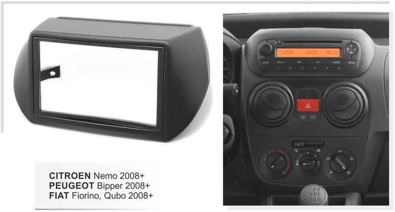 Двойной Din Facia для Citroen Nemo peugeot Bipper Fiat Fiorino Qubo 2008+ Радио DVD стерео CD панель приборная панель комплект отделка фасции пластина