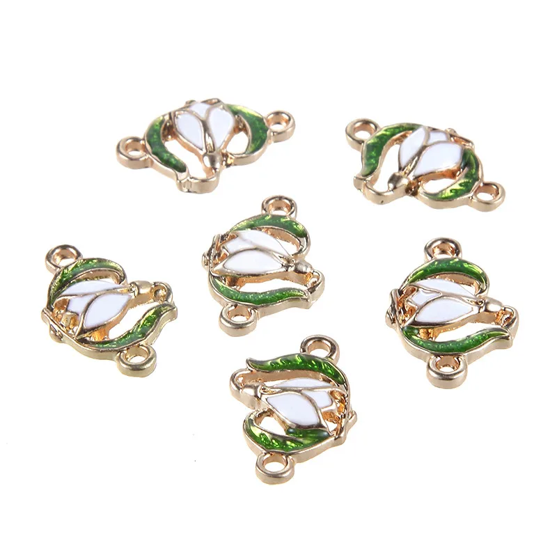 

New Arrival Oil Drop Flower Gold Color Alloy Connectors Charms For Making Jewelry DIY 20pcs wholesale