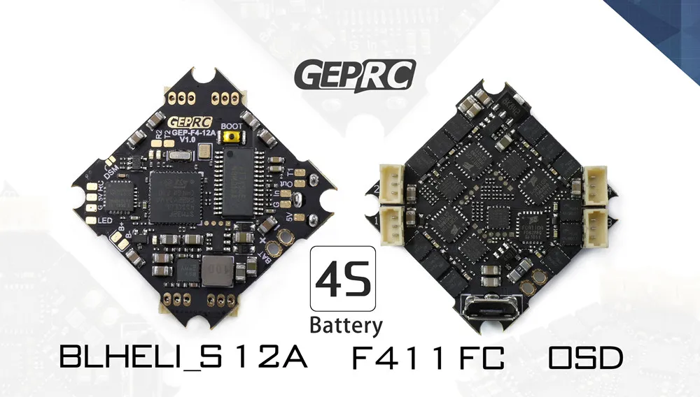 GEPRC GEP-12A-F4 12A BL_S 2-4S 4в1 ESC& V1.1 F411 F4 AIO OSD BEC Контроллер полета для радиоуправляемого дрона FPV гоночный запчасти