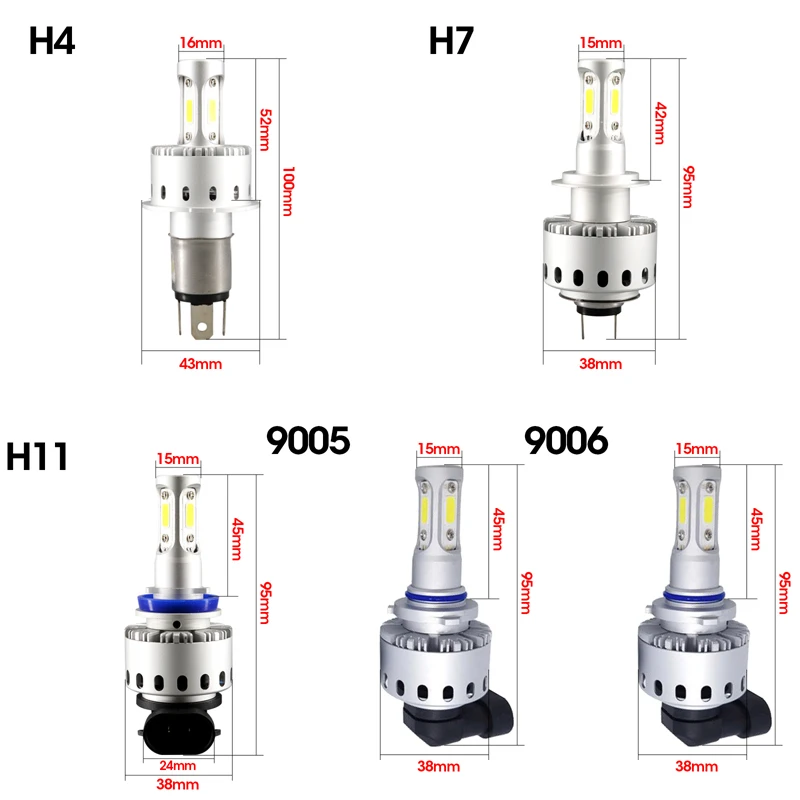 2 шт. H7 светодиодный H4 H11 9005 9006/HB4 45 Вт 6000lm Автомобильные фары Автомобильная