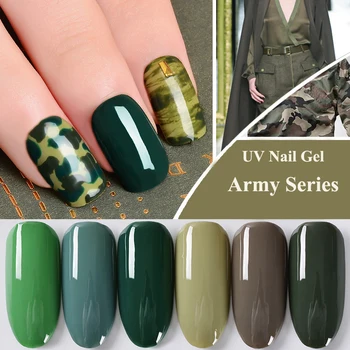 

6pcs/set LANCELOT ART Soak Off Nail Gel Polish Army Series Manicure Set Long Lasting Nail Art UV Gel 8ml
