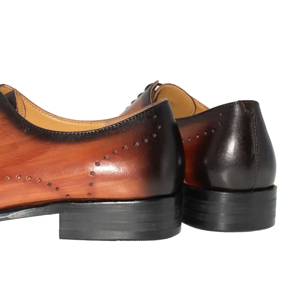 Genuine Leather Men Dress Shoes Office Business Wedding Mixed Brown Color Luxury Formal brogue Pointed Toe Oxfords Mens Shoes