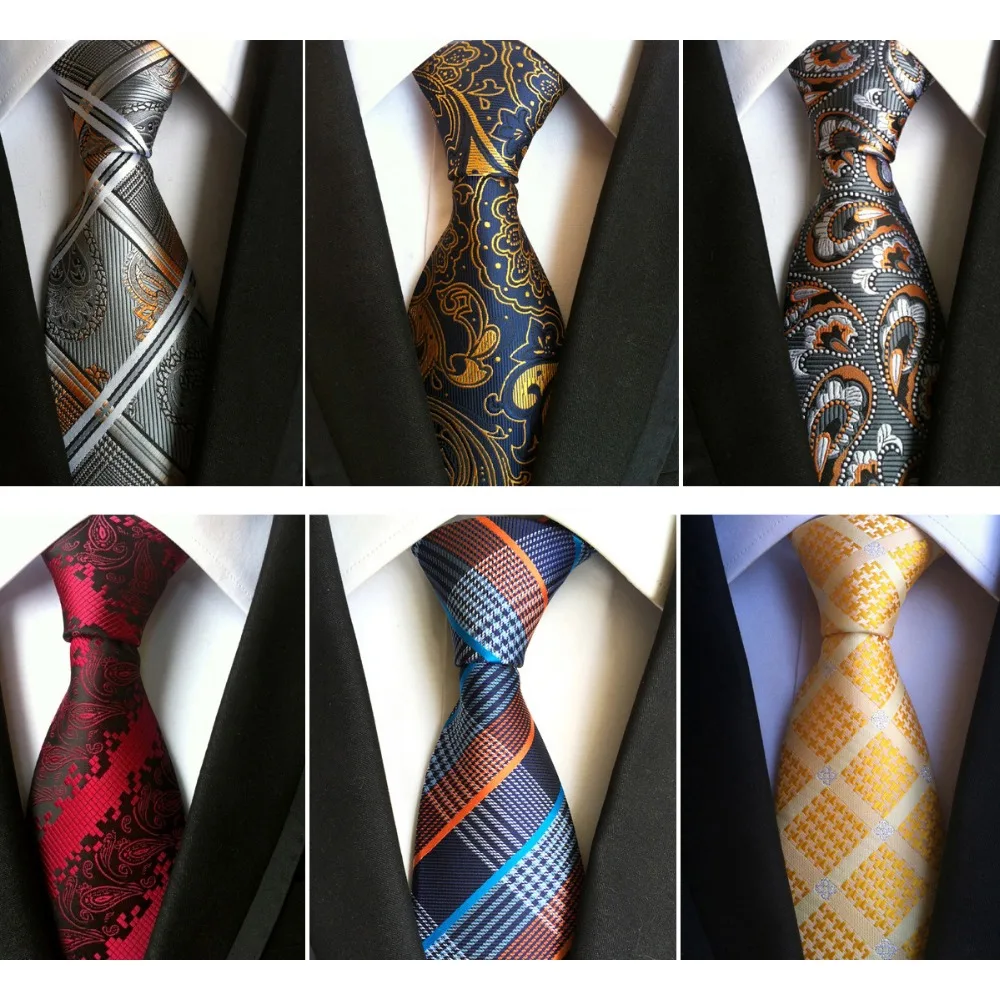 RBOCOTT Pánská kravata na kravatu Pruhovaná hnědá kravata 8 cm Plaid modrá kravata Módní žlutá Květinové kravaty Svatební kravata pro muže Obchodní oblek
