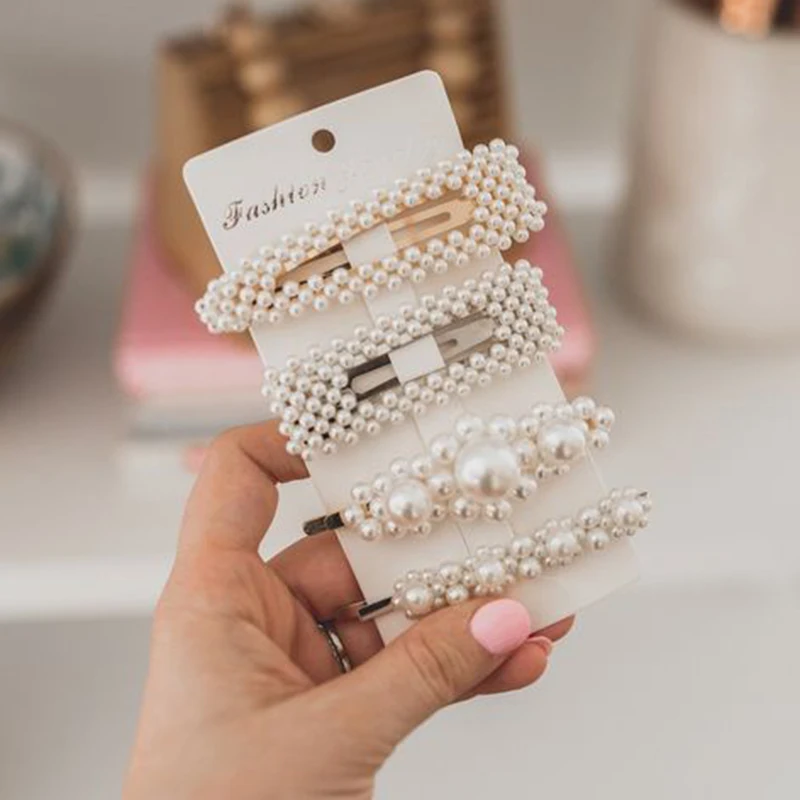 

Simulated Pearl Barrettes Hair Clip Silver Color Big Comb Bobby Pins Hair Accessories Korea Hairgrip Headdress Hair Ornament